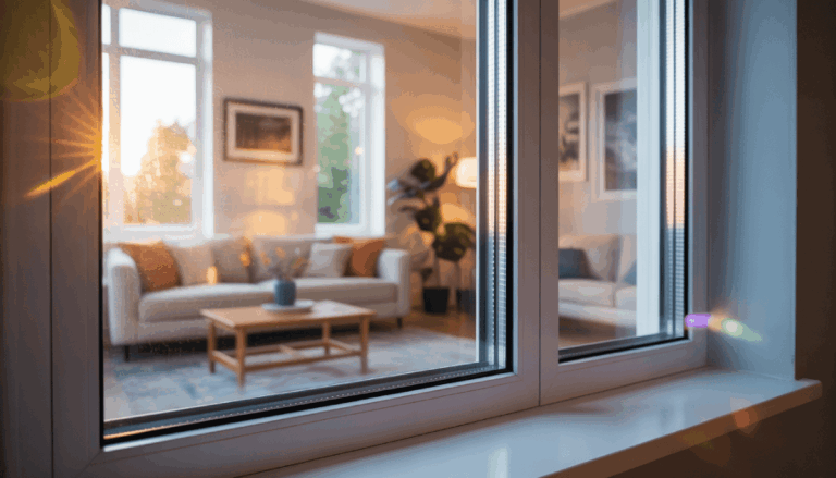A suburban home with Low E windows, surrounded by greenery, emphasizing energy efficiency and comfort
